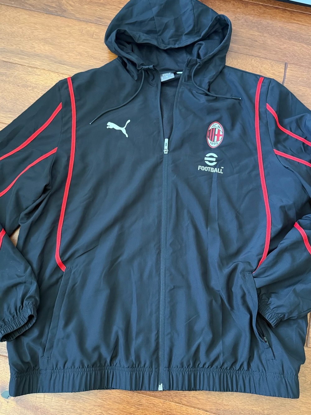 Authentic Puma AC Milan Black & Red Hooded Track Jacket